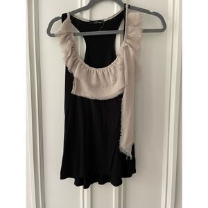 Black and beige ruffle tank with tie M